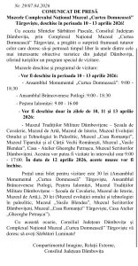 Complexul Național Muzeal “Curtea Domnească” – Program în perioada 10-13 aprilie 2026