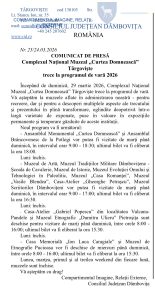 Complexul Național Muzeal “Curtea Domnească ” -Programul de vară al muzeelor