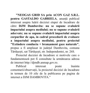 SC ACON GAZ SRL- Anunt Publicitate