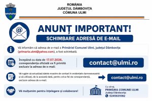 Gabriel Tița-Primarul comunei Ulmi: Adresa de e-mail a Primăriei comunei Ulmi a fost schimbată